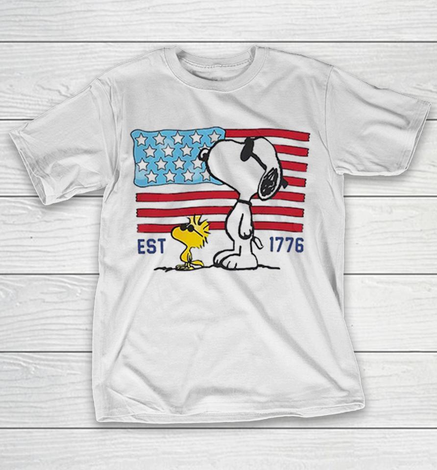 Snoopy And Woodstock Usa Flag Est 1776 Patriotic Peanuts Shirts 1 Snoopy And Woodstock Usa Flag Est 1776 Patriotic Peanuts Shirts